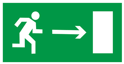 Знак E03 «Направление к эвакуационному выходу направо» (пленка, 300х150 мм)
